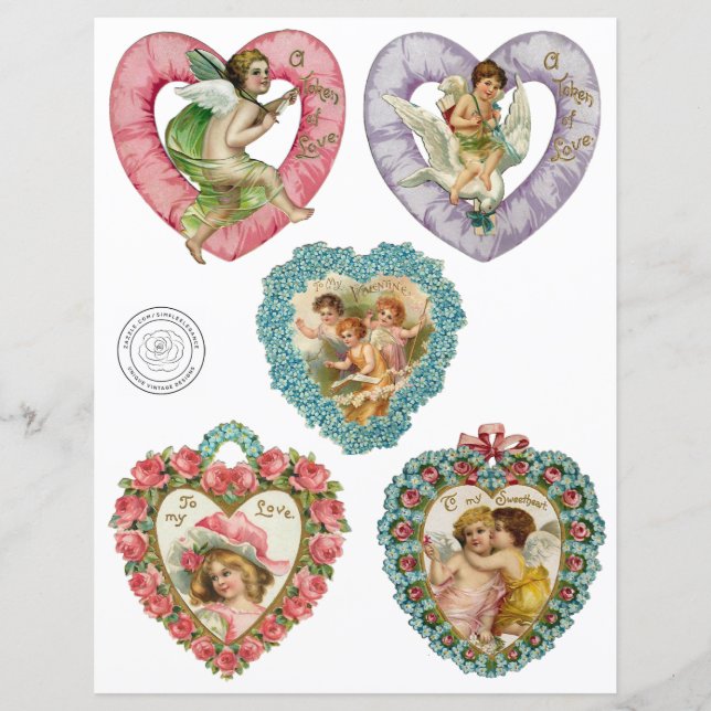 Lámina Papel de caricatura del Victoriano Valentines Hear (Anverso)