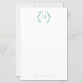 Lámina Papel de carta con monograma de estilo simple