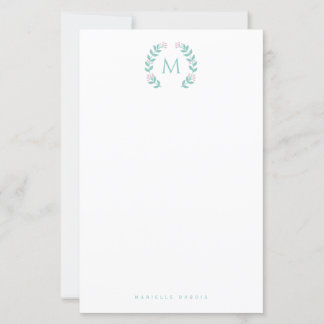 Lámina Papel de carta con monograma de estilo simple