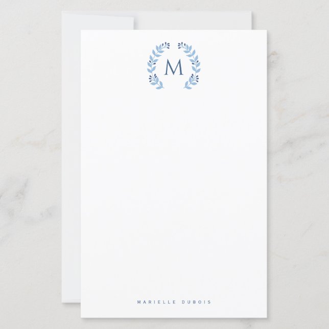 Lámina Papel de carta con monograma de estilo simple (Anverso)