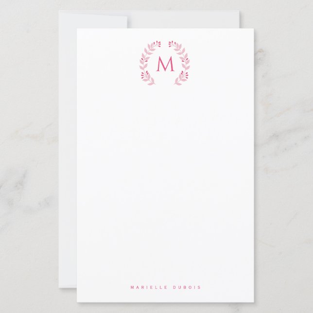 Lámina Papel de carta con monograma de estilo simple (Anverso)