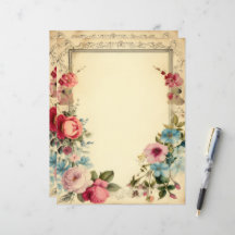 Papel de carta de diario de basura floral Shabby C