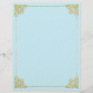 Lámina Papel de carta de estación de oro y azul 8,5x11