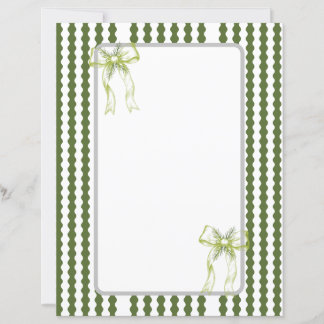 Lámina Papel de Carta de Navidad con Rayas Verdes y Blanc