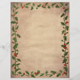 Lámina Papel de carta de Navidad vintage con borde de ace