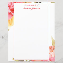 Lámina Papel de carta enmarcado floral botánico acuarela