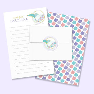 Lámina Papel de Carta para escribir de Niñas Sirenas Alin