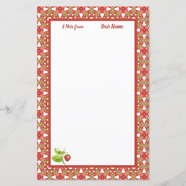 Lámina Papel de carta personalizado Strawberry Delight (Anverso)