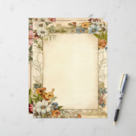 Lámina Papel de carta vintage antiguo de diario basura fl