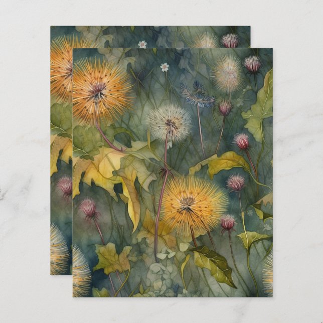 Lámina Papel de cartilla de canto de Dandelions (Anverso / Reverso)
