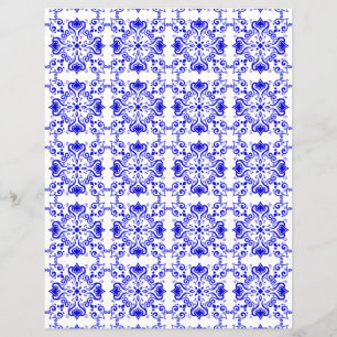 Lámina Papel de cartón Azulejo Blue Pattern A01