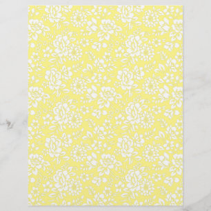 Lámina Papel de cartón blanco floral amarillo para artes 
