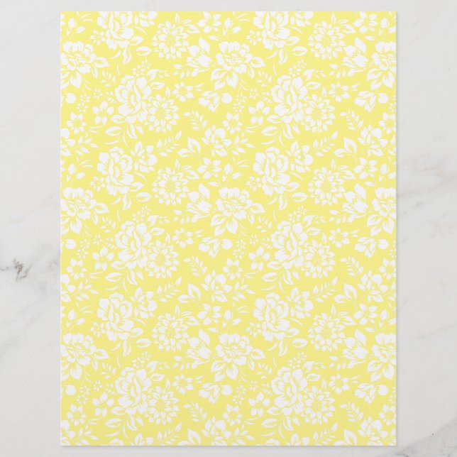 Lámina Papel de cartón blanco floral amarillo para artes  (Anverso)