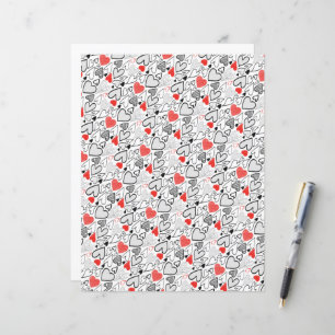 Lámina Papel de cartón blanco rojo de cardíaco negro dive