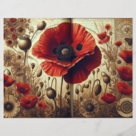 Lámina Papel de cartón de amapola de amapola - Floral chi