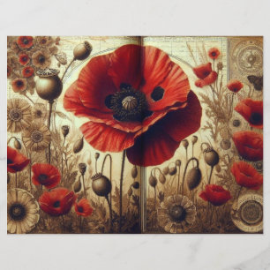 Lámina Papel de cartón de amapola de amapola - Floral chi