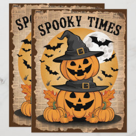 Lámina Papel de cartón de calabaza de Halloween vintage