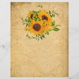 Lámina Papel de cartón de croquis de girasol de estilo vi
