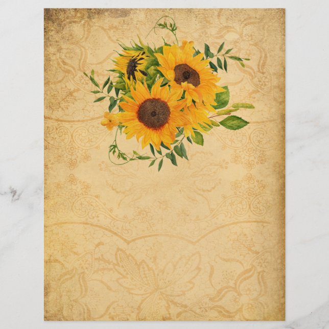 Lámina Papel de cartón de croquis de girasol de estilo vi (Anverso)