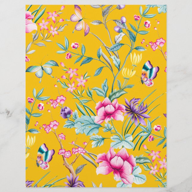 Lámina Papel de cartón de flores amarillas mostaza (Anverso)