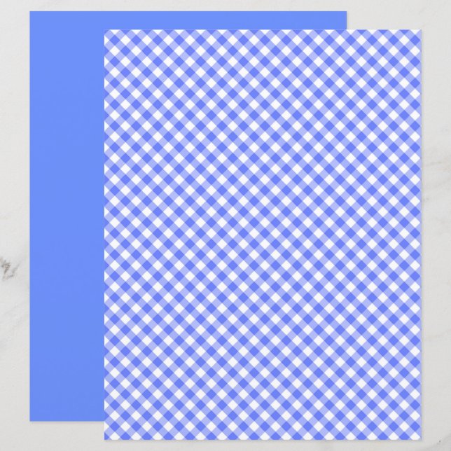 Lámina Papel de cartón de Gingham azul (Anverso / Reverso)