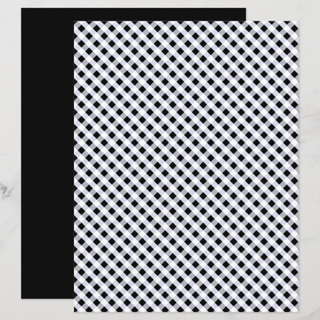 Lámina Papel de cartón de Gingham blanco negro (Anverso / Reverso)