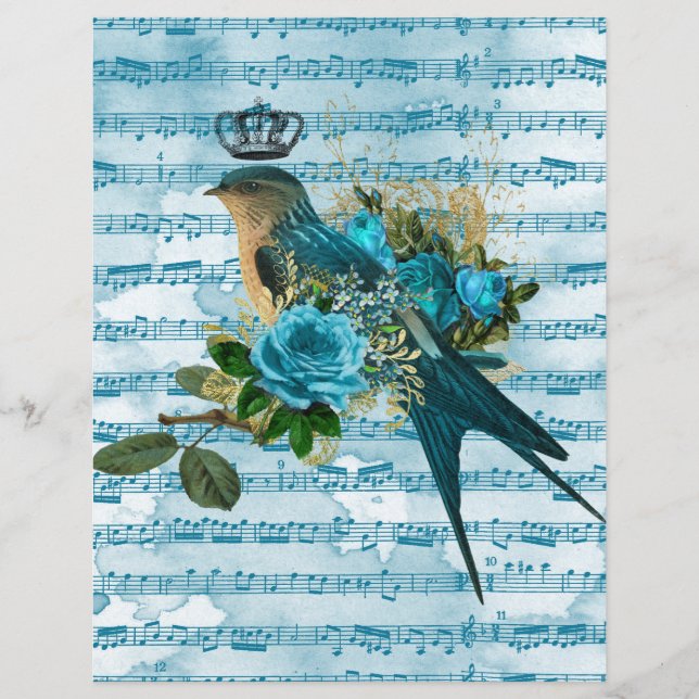 Lámina Papel de cartón de la música de chapa con pájaro a (Anverso)