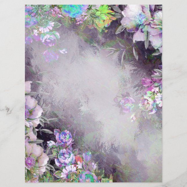 Lámina Papel de cartón de marco floral de lavanda (Anverso)