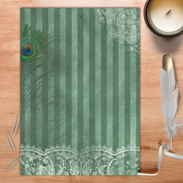 Lámina Papel de cartón de plumas y encaje de rayas verdes (Subido por el creador)