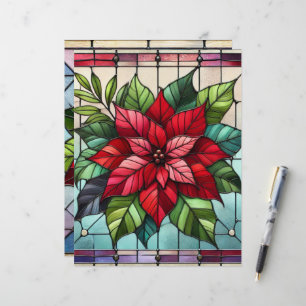 Lámina Papel de cartón de Poinsettia de vidrio manchado f