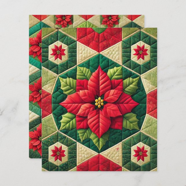 Lámina Papel de cartón de poinsettia del hexagón (Anverso / Reverso)