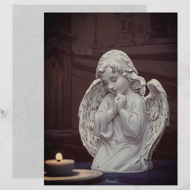 Lámina Papel de cartón de velas de la estatua de Angel Ch (Anverso / Reverso)