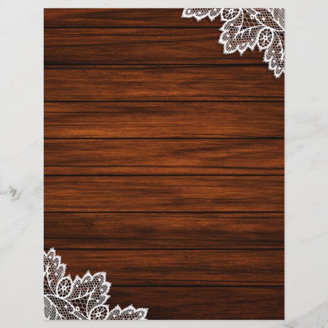 Lámina Papel de cartón de vidrio de madera oscura y encaj (Anverso)