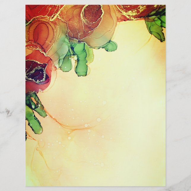 Lámina Papel de cartón floral amarillo marrón (Anverso)