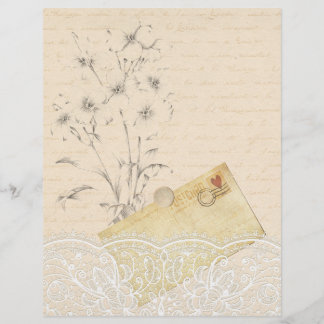 Lámina Papel de cartón floral de crema y encaje