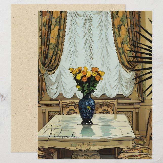 Lámina Papel de cartón floral de decoración casera vintag (Anverso / Reverso)