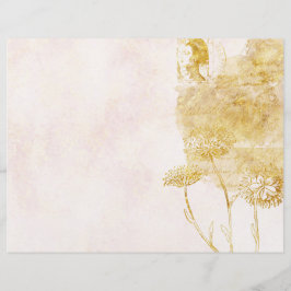 Lámina Papel de cartón floral de oro y crema