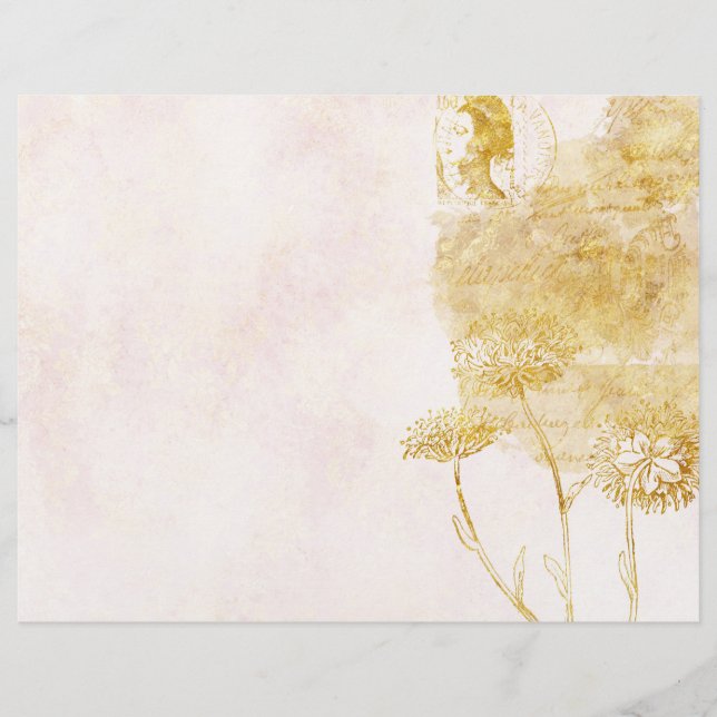 Lámina Papel de cartón floral de oro y crema (Anverso)