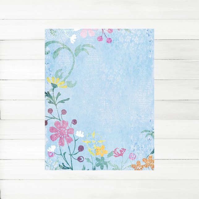 Lámina Papel de cartón floral de primavera (Spring Floral Scrapbook Paper)