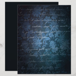 Lámina Papel de cartón floral gris gris de carbón azul