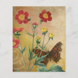 Lámina Papel de cartón floral rojo y amarillo