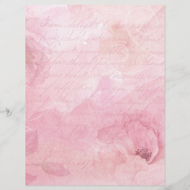 Lámina Papel de cartón floral rosa pastel (Anverso)