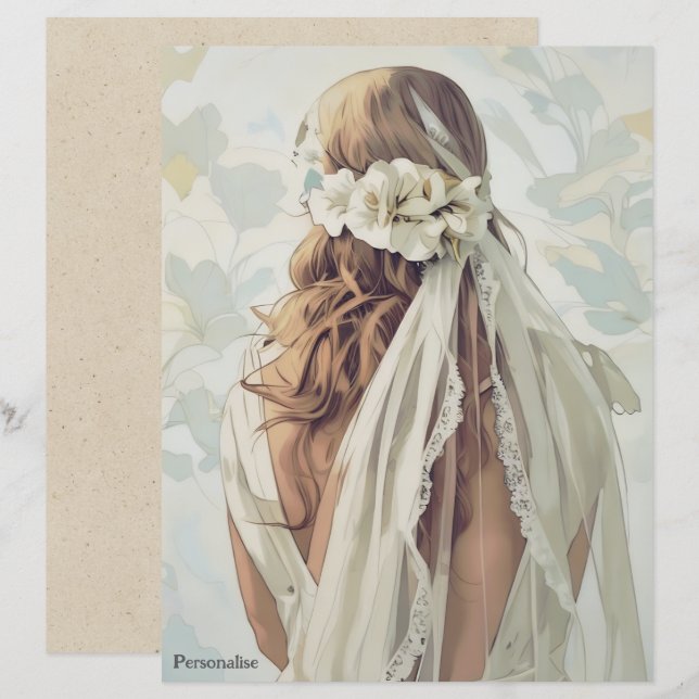 Lámina Papel de cartón para el velo blanco de la novia vi (Anverso / Reverso)