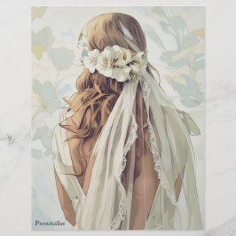 Lámina Papel de cartón para el velo blanco de la novia vi