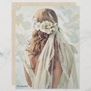 Lámina Papel de cartón para el velo blanco de la novia vi