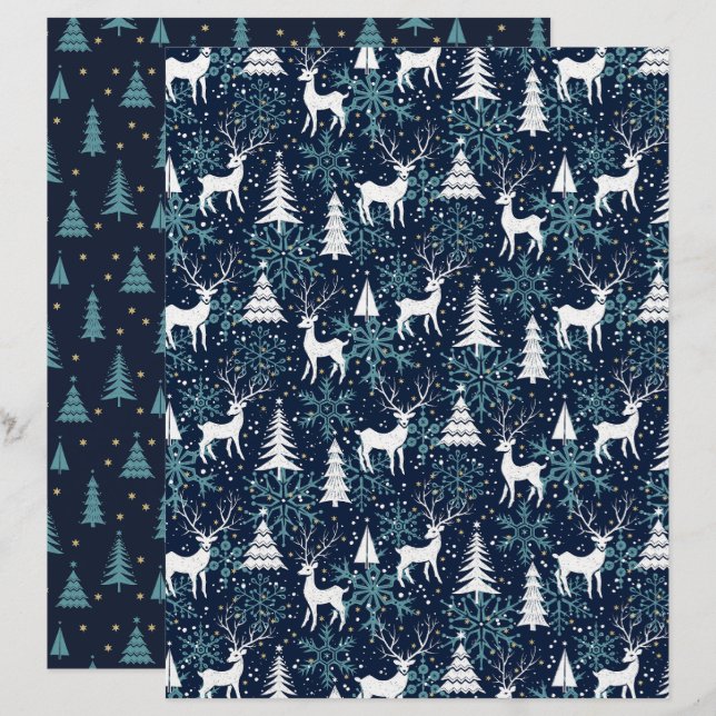 Lámina Papel de cartón Verde azulado con Navidades de cri (Anverso / Reverso)