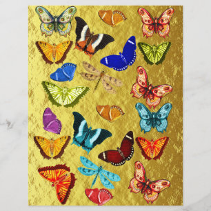Lámina Papel De Cartucho Con Efecto Mariposa Y Oro