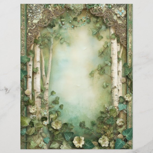 Lámina Papel de Chatarra de Bosque para Scrapbook (Anverso)
