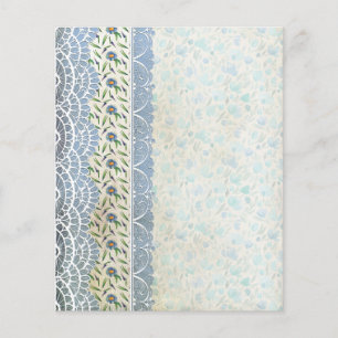 Lámina Papel de coloración floral azul Shabby