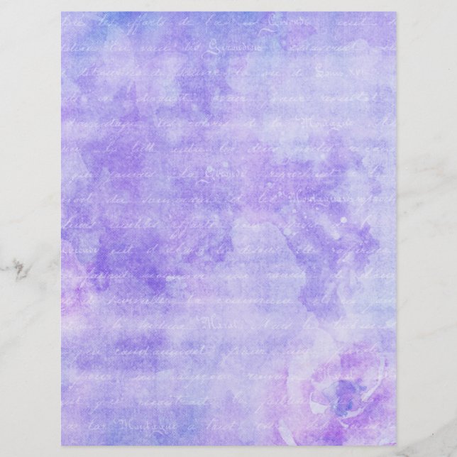 Lámina Papel de croquis floral morado de Shabby (Anverso)